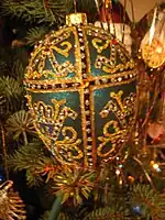 Glass Fabergé egg as a decoration.