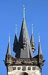 Tower of the Church of Our Lady before Týn in Prague with its original roof, before 1511