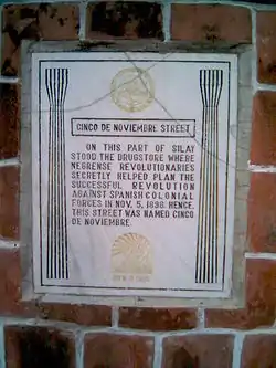 Cinco de Noviembre Memorial Marker in Silay City, Negros Occidental, Philippines