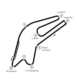 Original layout of Le Mans Bugatti, used in 1969–1970, 1976, 1979, 1983, 1985, 1987