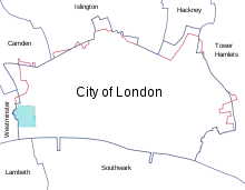 Map showing the City of London boundaries pre & post-1994.