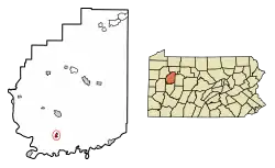 Location of Rimersburg in Clarion County, Pennsylvania.