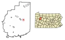 Location of Strattanville in Clarion County, Pennsylvania.