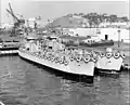 USS Clarion River (LSM(R)-409) and the USS St. Francis River LSM(R)-525 recommissioning ceremony, on 18 September 1965, at the San Francisco Naval Shipyard, Hunters Point.