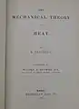 Title page of a 1879 edition of Rudolf Clausius' "The Mechanical Theory of Heat," translated to English by Browne