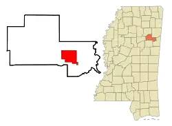 Location of West Point, Mississippi