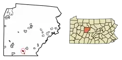 Location of Irvona in Clearfield County, Pennsylvania.