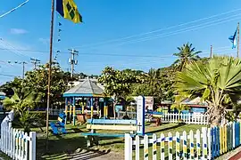 Memorial at central square of Clifton, Union Island.