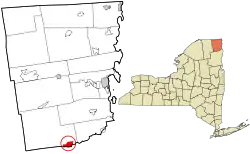 Location in Clinton County and the state of New York.