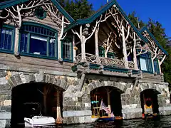 Closeup of the second boathouse at Topridge