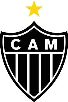 Club badge: an edged black shield with a white orle; the letters CAM in white in the upper part, with a horizontal white line below them; four vertical white stripes in the lower part; a golden star above the emblem.