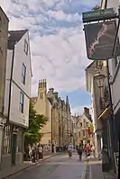 Friar House and the Bath House pub, looking west along Bene't Street