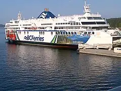 BC Ferries' MV Coastal Celebration docked at Swartz Bay terminal in May 2014