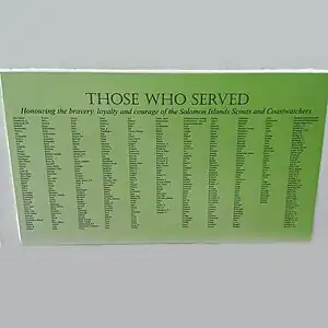 Plaque of names