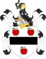 The second entry in the Roll of Arms, the coat of arms of Samuel Appleton (1625-1696), an ancestor of Samuel Appleton.