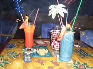 Sparklers, straws, watermelon and other decorations