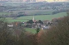 Coddington and its church, as seen from Oyster Hill