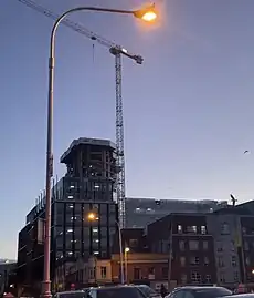 A picture of College Square in Dublin, with the main tower under construction