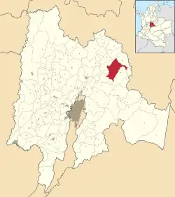 Location of the municipality and town inside Cundinamarca Department of Colombia