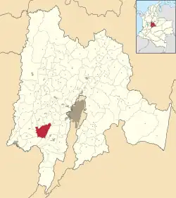 Location of the municipality and town inside Cundinamarca Department of Colombia