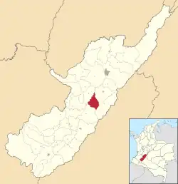 Location of the municipality and town of Hobo, Huila in the Huila Department of Colombia.