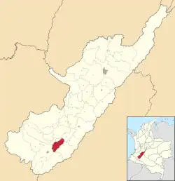 Location of the municipality and town of Timana in the Huila Department of Colombia