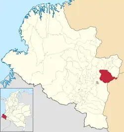 Location of the municipality and town of Buesaco in the Nariño Department of Colombia.