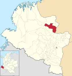 Location of the municipality and town of El Rosario, Nariño in the Nariño Department of Colombia.