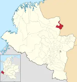 Location of the municipality and town of Leiva, Nariño in the Nariño Department of Colombia.