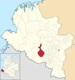 Location of the municipality and town of Mallama in the Nariño Department of Colombia