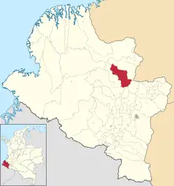 Location of the municipality and town of Policarpa, Nariño in the Nariño Department of Colombia.