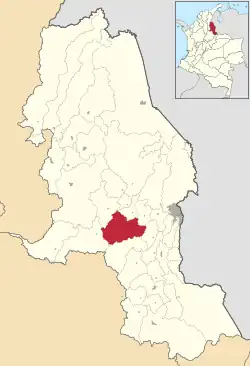 Location of the municipality and town of Salazar de las Palmas in the Norte de Santander Department of Colombia.