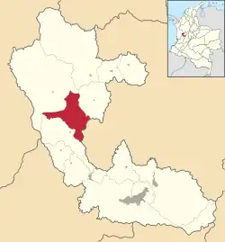 Location of the town and municipality of Apia in Risaralda Department.