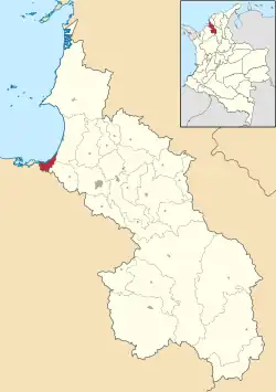 Location of the municipality and town of Coveñas in the Sucre Department of Colombia.