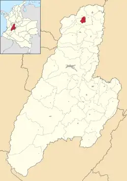 Location of the municipality and town of Palocabildo in the Tolima Department of Colombia.