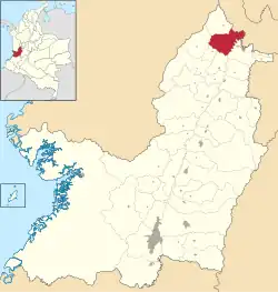 Location of the municipality and town of Ansermanuevo in the Valle del Cauca Department of Colombia.