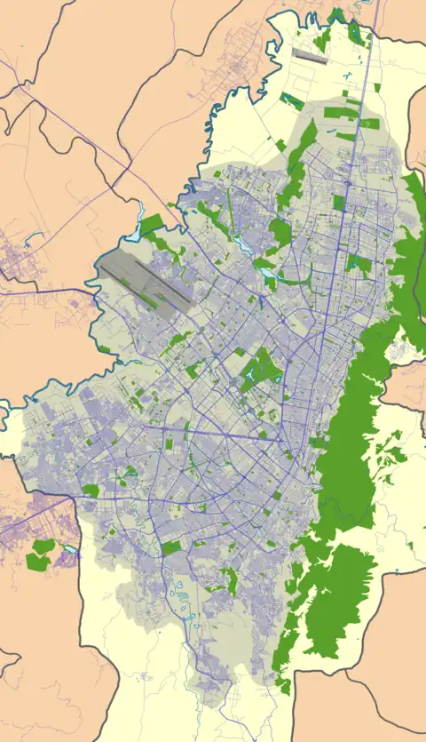 Map showing the location of Tibabuyes WetlandHumedal Tibabuyes