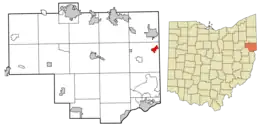 Location of Negley in Columbiana County and in the State of Ohio