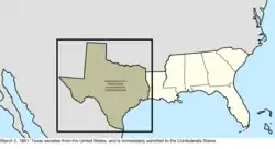 Map of the change to the Confederate States on March 2, 1861