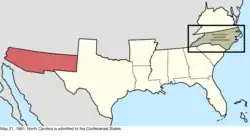 Map of the change to the Confederate States on May 21, 1861