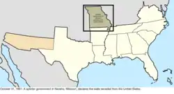 Map of the change to the Confederate States on October 31, 1861