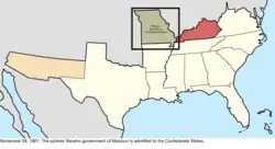 Map of the change to the Confederate States on November 28, 1861