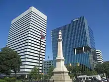 The Confederate Memorial on SC Statehouse grounds with the Confederate Flag still flying.