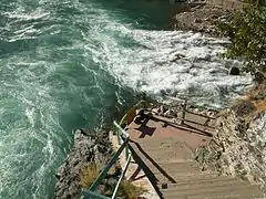 Confluence of the Alaknanda, left, and the Mandakini river, right, at Rudraprayag