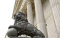 Detail of the main façade of the Spanish Congress of Deputies building (Madrid), by architect Narciso Pascual y Colomer