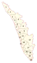 Constituencies in Kerala for the Lok Sabha 2014. Numbers represent the constituency number noted in the table.