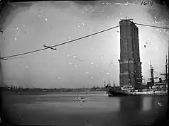 George Bradford Brainerd,  Construction of Brooklyn Bridge, c. 1872-1887. Glass plate negative, Brooklyn Museum