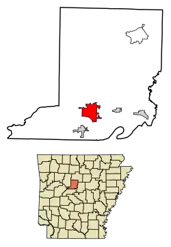 Location of Morrilton in Conway County, Arkansas.