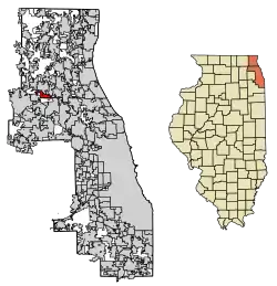 Location of Deer Park in Lake County and Cook County, Illinois