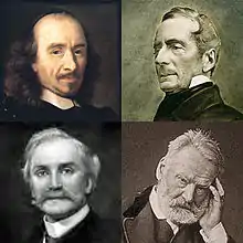 head and shoulders portraits of three 19th-century and one 20th-century writers, all of middle age